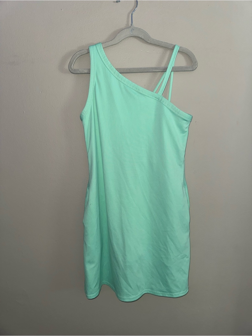 all in motion Mint Green One-Shoulder Kids Dress with Double Straps